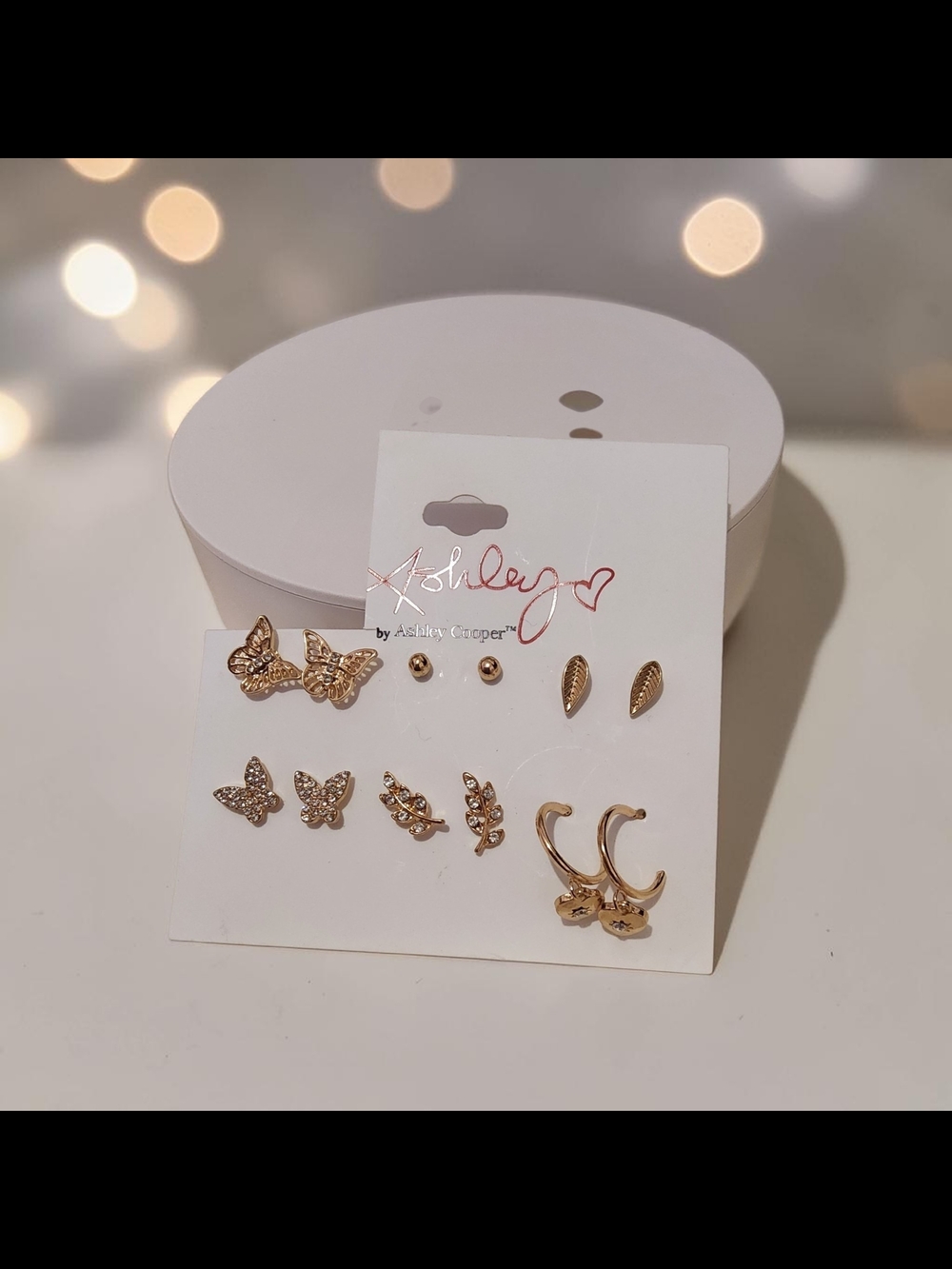 Ashley Cooper Gold-Tone Butterfly & Leaf Earring Set